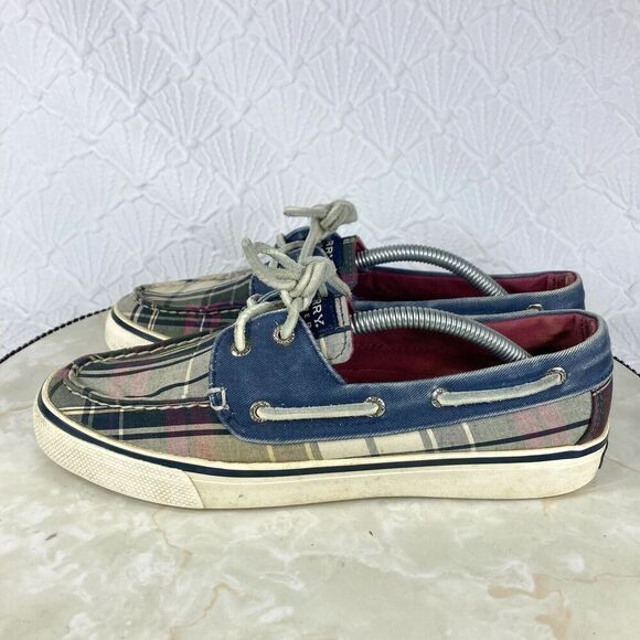 Sperry Top Sider Shoes Womens Size 7.5 Plaid Bahama II Kick Back Casual Loafers - Picture 6 of 12